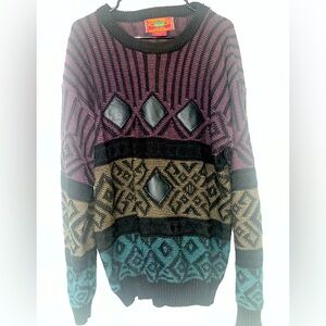 Chartwell XLT Men’s Blue, Green, Purple Patterned knit sweater